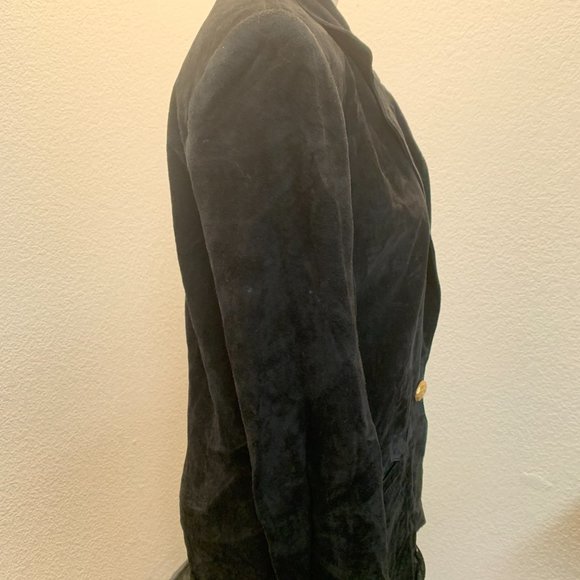 Vintage Dana Brooke black soft suede jacket size 6 oversized fits larger - Picture 2 of 15